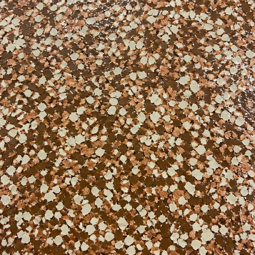 Copper and cream epoxy flake floor finish