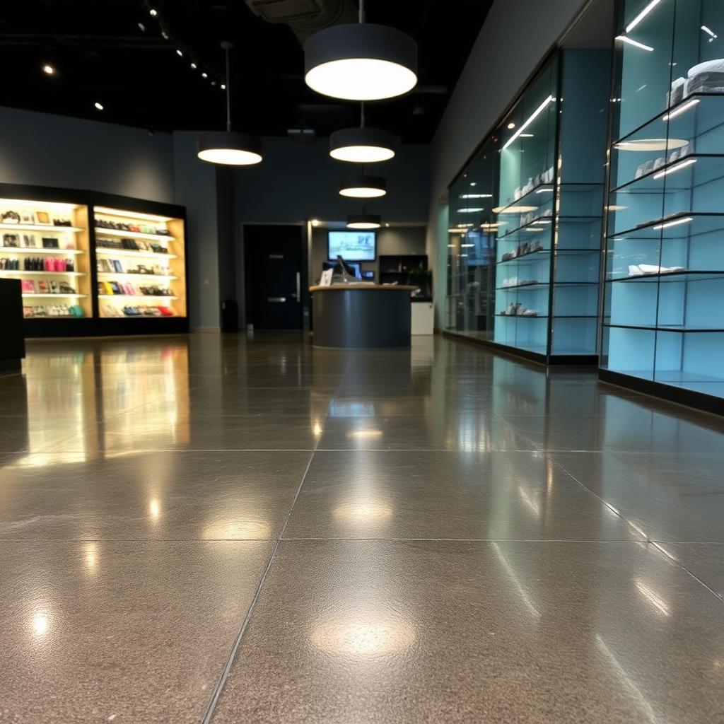 Polished concrete floor in a retail showroom