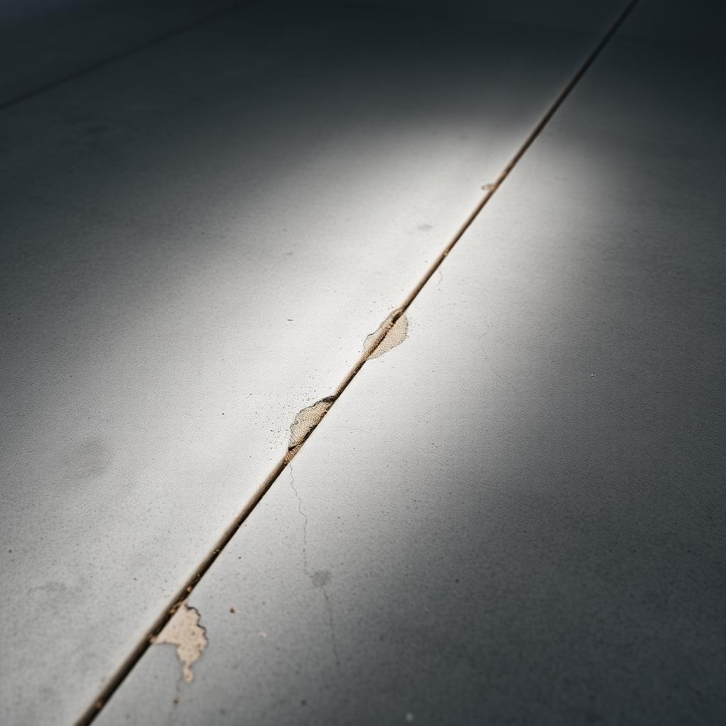Filled control joint on a clean concrete slab
